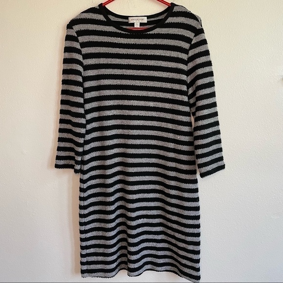 AMOUR VERT STRIPED NAVY SWEATER DRESS - Picture 1 of 8